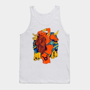 Orange Blue Taurus Beauty Tank Top